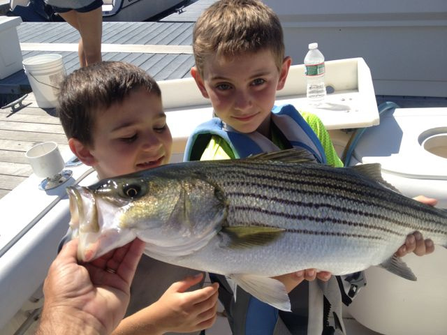 Kids Striped Bass fishing